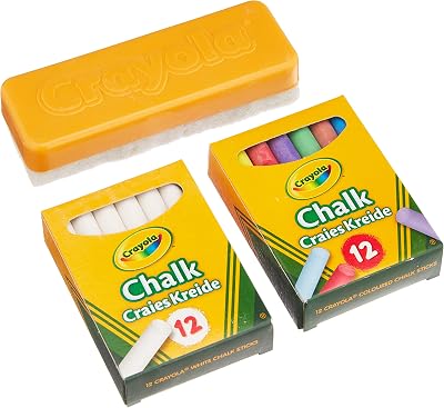Crayola Chalk and Duster Set 24 Multicoloured Chalk Sticks and Eraser