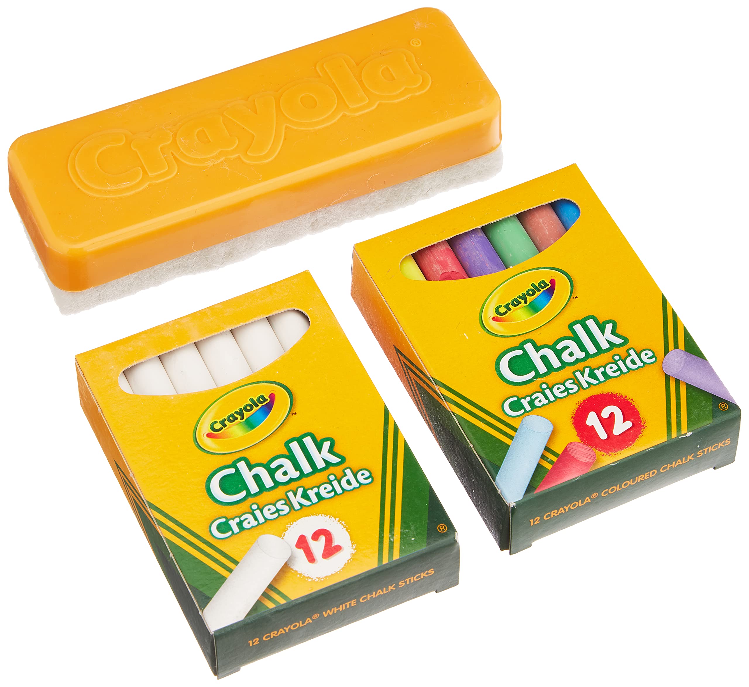 Crayola Chalk and Duster Set of 24 Multicoloured Chalk Sticks and Eraser