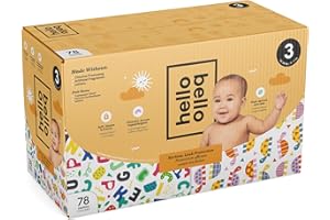 Hello Bello Disposable Diapers Size 3 - Super Absorbent & Hypoallergenic Baby Diapers - ABC Soup & Tiny Turtles - Gender Neut