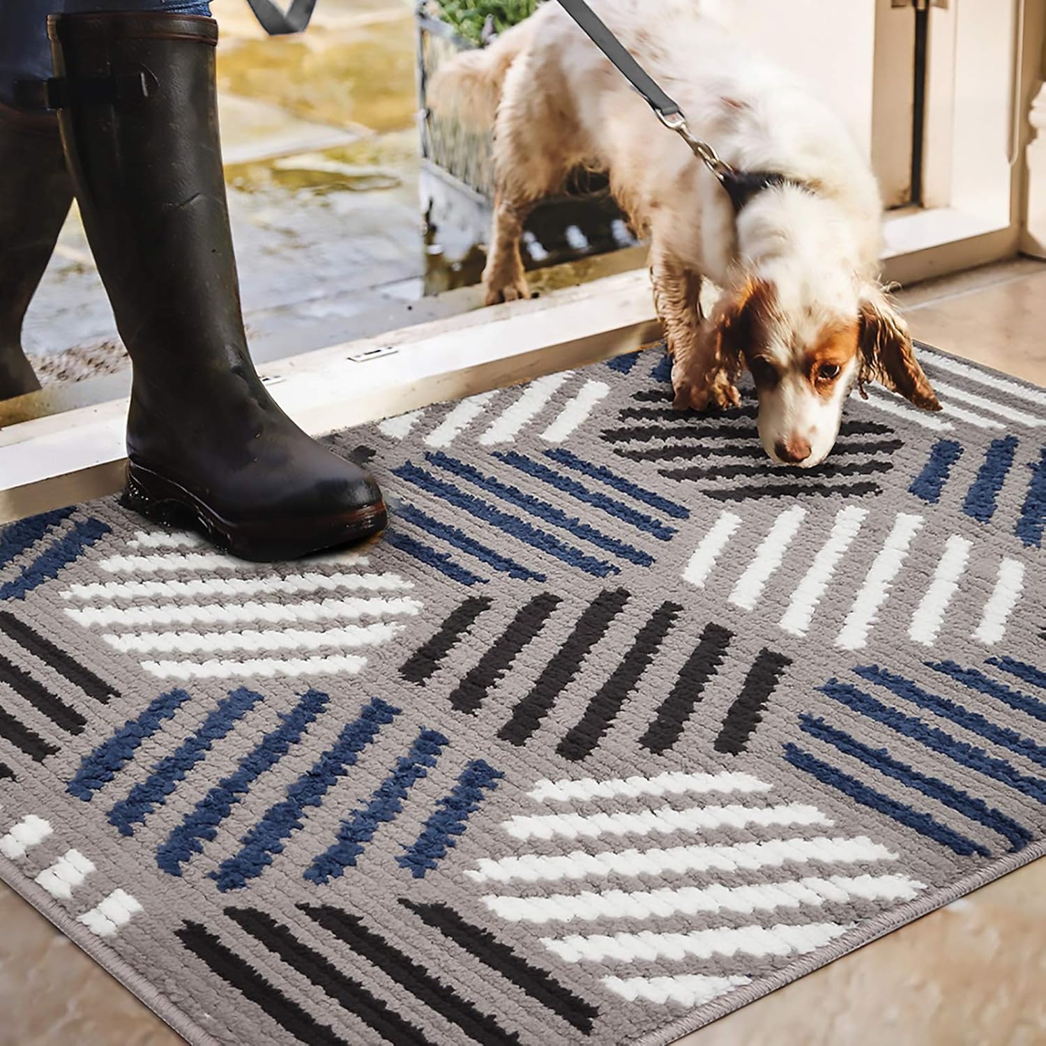 Color&Geometry Nonslip Door Mat 60 x 90 cm, Machine Washable Soft