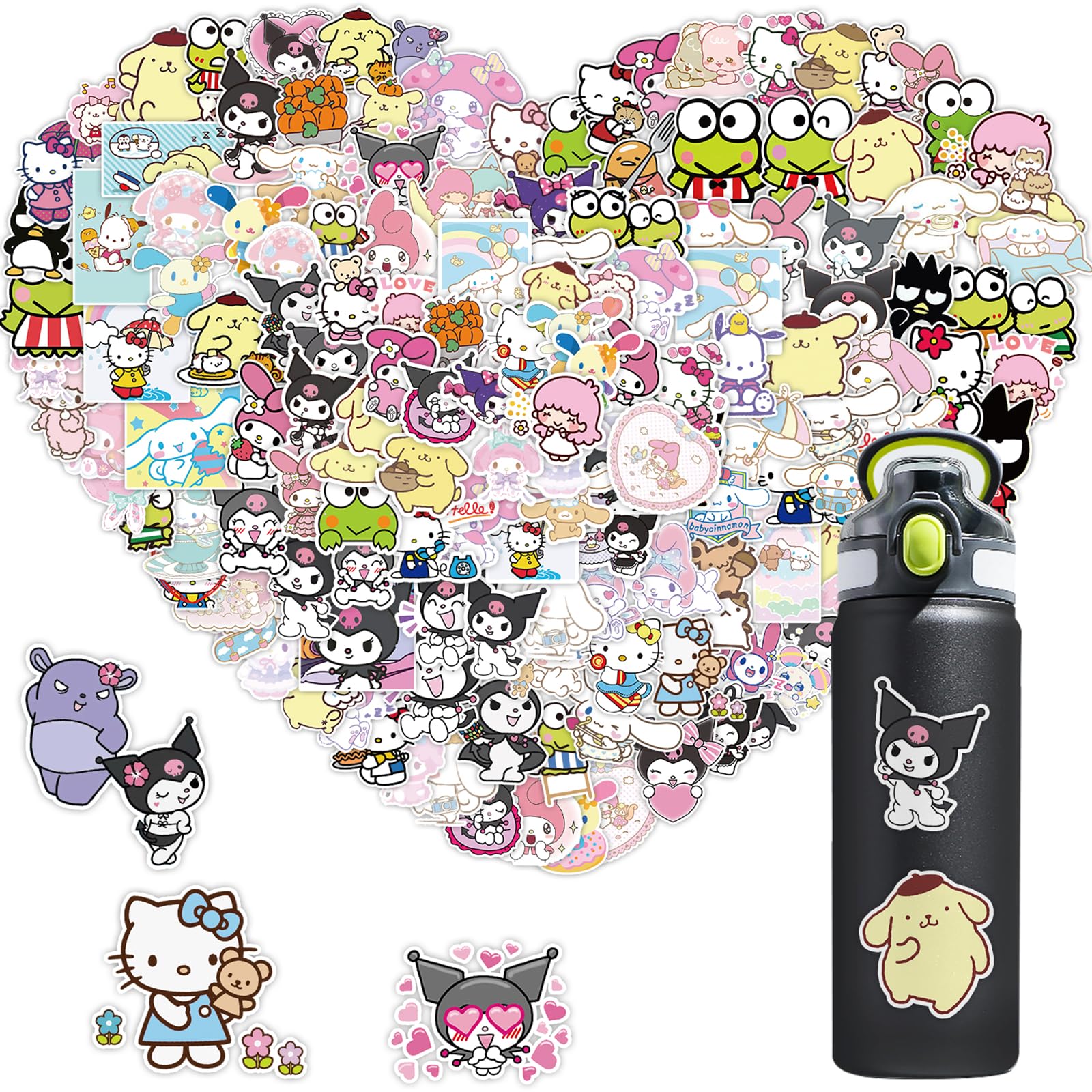 Hello Hello Hello Rupual Sticker Mua 100 PCS My Melody and Kuromi Stickers, Hello Kitty Stickers ...