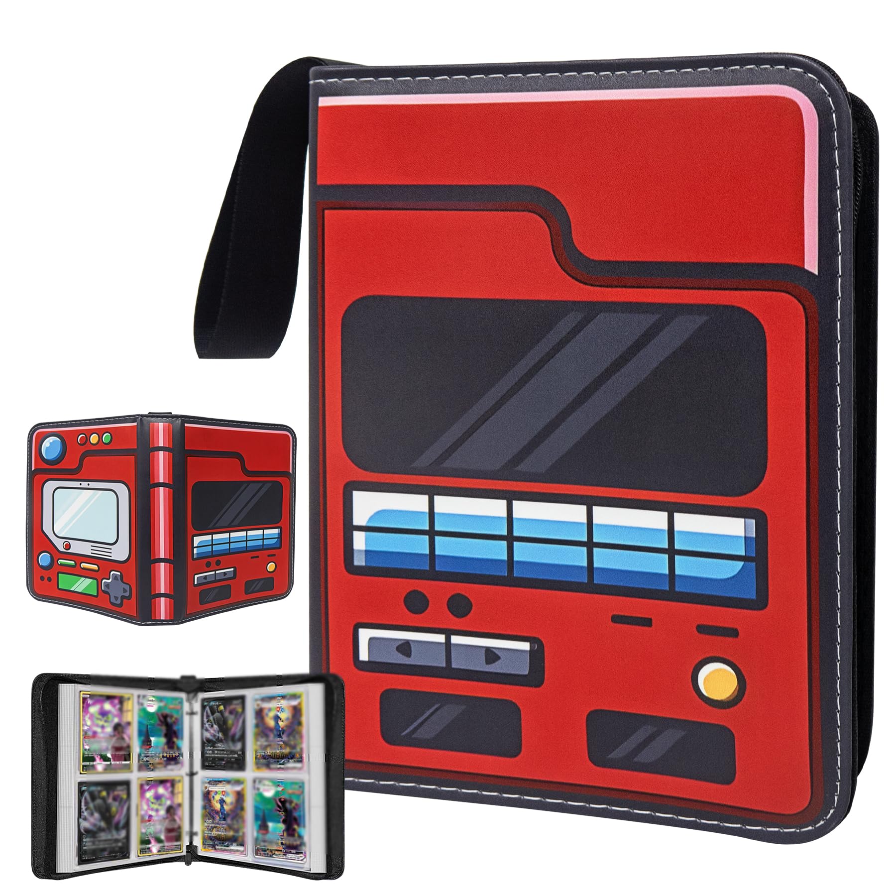 Photo 1 of TCG Card Binder for Anime Trading Cards,4 Pocket with 50 Sleeves up to 400 Cards,Waterproof Card Storage Bag with Sleeves for TCG Anime Game Cards