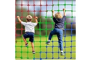 HARERNET Climbing Net for Kids Outdoor,Polyester Climbing Cargo Net Heavy Duty Large Military Playground Equipment Rope Ladder for Kids Suitable for Swing Tree House Jungle Gym (3.2×6.56FT)