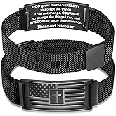 Duodiner Valentines Day Gifts for Him -American Flag/Flag Cross Bracelet for Men Boys,Stainless Steel Bible Verse Bracelet Jewelry Gifts for Men Boys