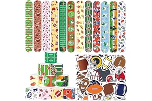 CZWXOXO 74Pcs Football Theme Party Favors Contain 24 Pcs Slap Bracelets 50Pcs Stickers, Sports Football Theme Birthday Party Decorations,Classroom Rewards Supplies.