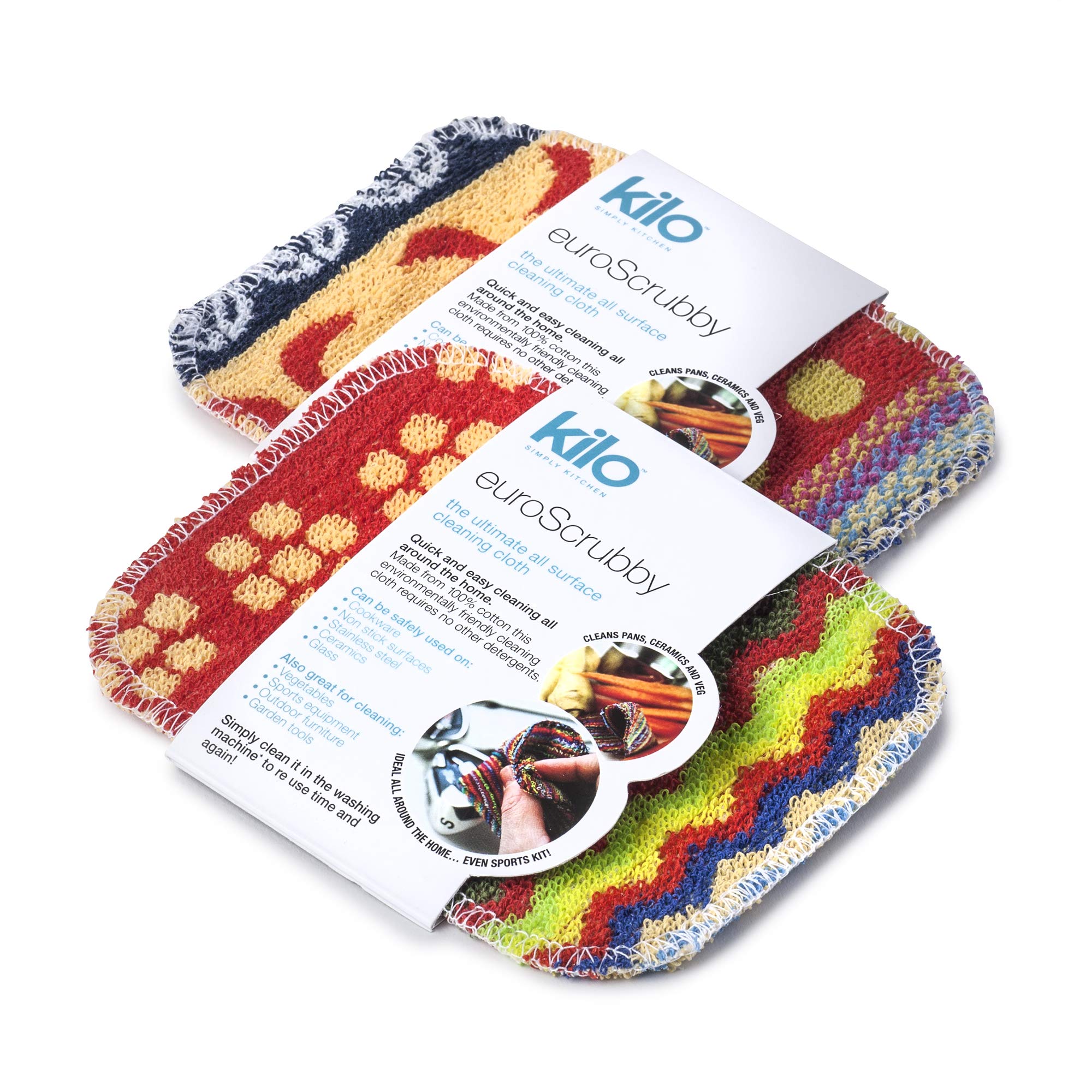 Kilo LSET18 Non-Scratch Scourer, Purpose, Environmentally Friendly Scrubby – Multi Colour Set of 2, One Size, 17x13cm