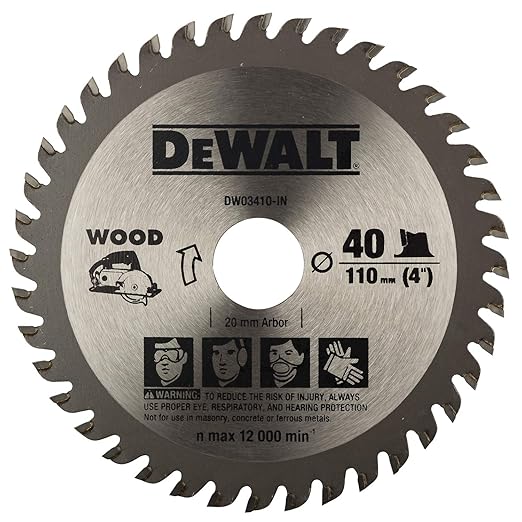 DEWALT DW03410 110mm 40T TCT Circular Saw Blade for cutting MDF