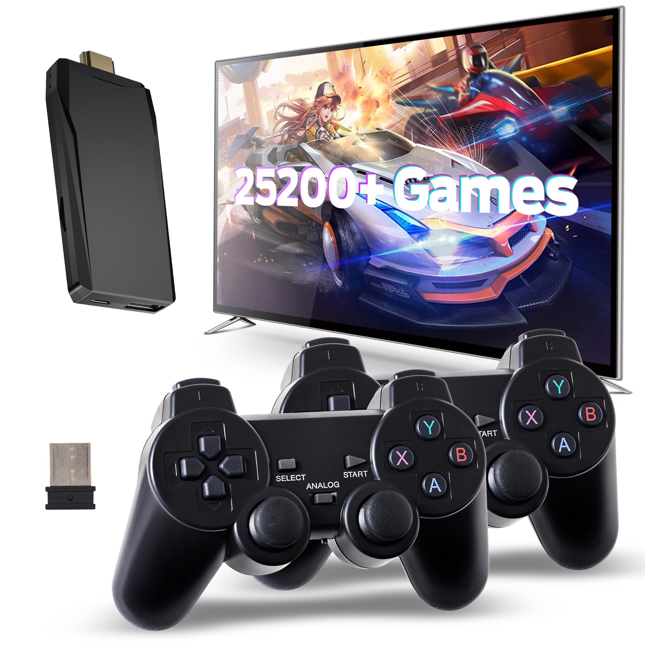 Retro Game Console, Retro Gaming Console, Wireless Retro Game Console, Plug & Play Video TV with 25200+ Built-in Games, 4K HDMI Output, and 2.4GHz Wireless Controller, 9 Classic Emulators (Black)