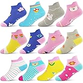 GRPSKCOS Toddler Socks 12 Pairs Non Slip Girls Sock Kids Ankle Socks with Grippers for 1-7 Years Children