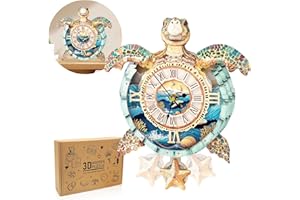 Cutywood 3D Puzzles for Adults Clock-Turtle Design Model Kit-Mechanical DIY Pendulum Clock with Roman Numerals-Desk Home Office Decor Personalized Gift for DIY Lovers