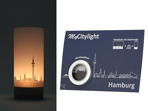 Amazon.de: Windlicht mit Stadtmotiv Hamburg, Verpackt in einer leicht