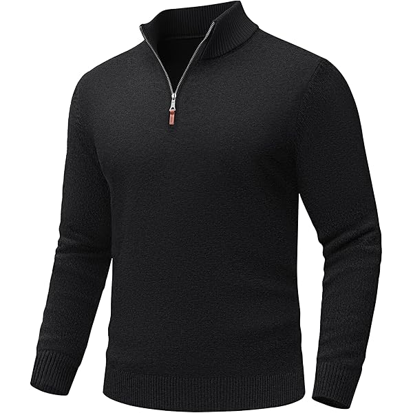 Herothorn Men's Quarter Zip Sweaters Long Sleeve Fleece Knitted