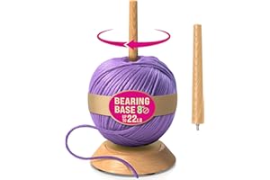 BARVA Yarn Holder Set 22 Lb Capacity for Chunky Yarn w/Extra Spindle | Smooth Bearing Spinner & Big Rubber Anti Slip Pads for Stability | European Wood Crochet Accessories & Fiber Crafts Pro Tools