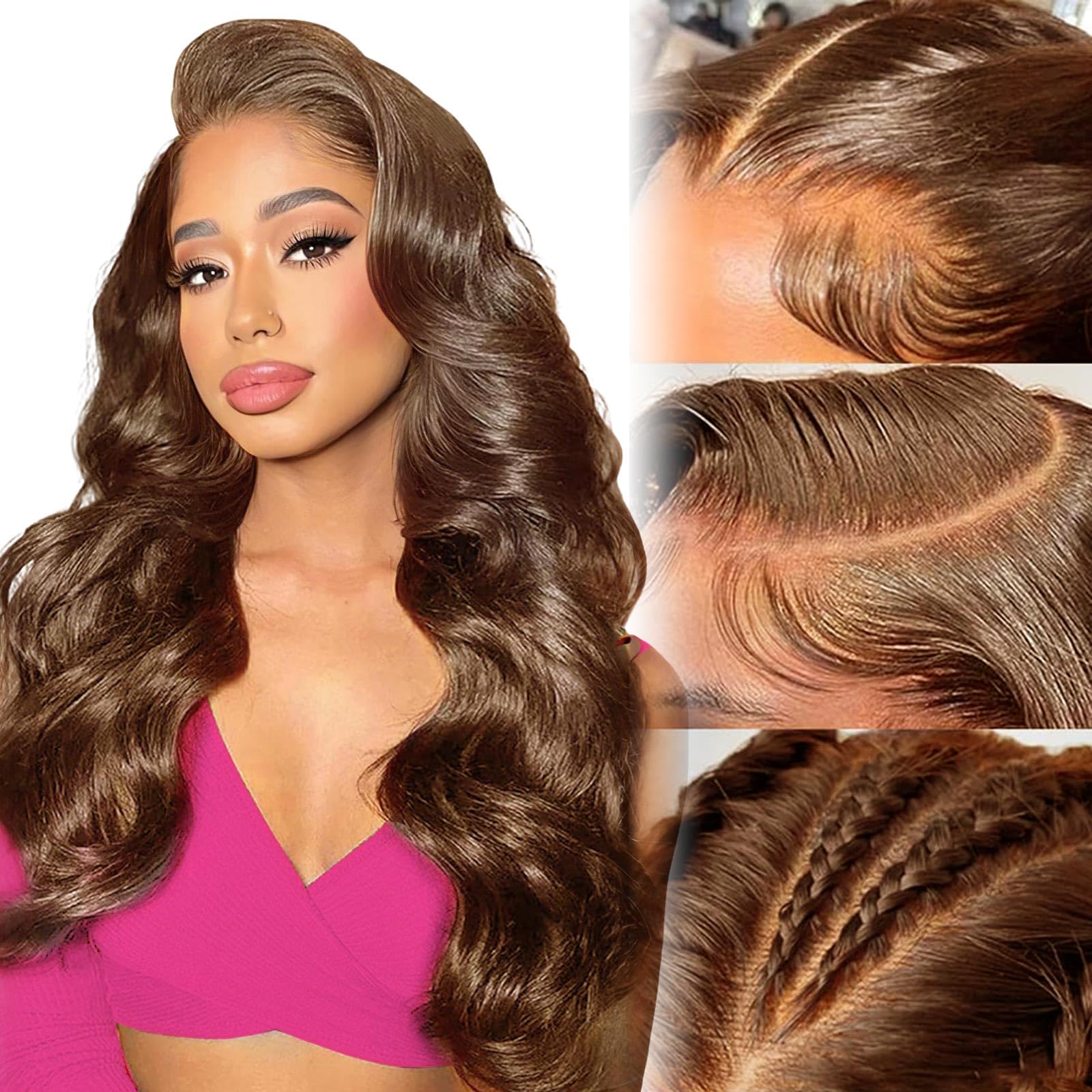 Beluck Light Brown 13x6 Transparent HD Lace Front Wigs Human Hair Wig Body Wave Human Hair Wig For Black Women Real Brazilian Glueless Wig Lace Frontal Pre Plucked With Baby Hair 26 Inch — image 1