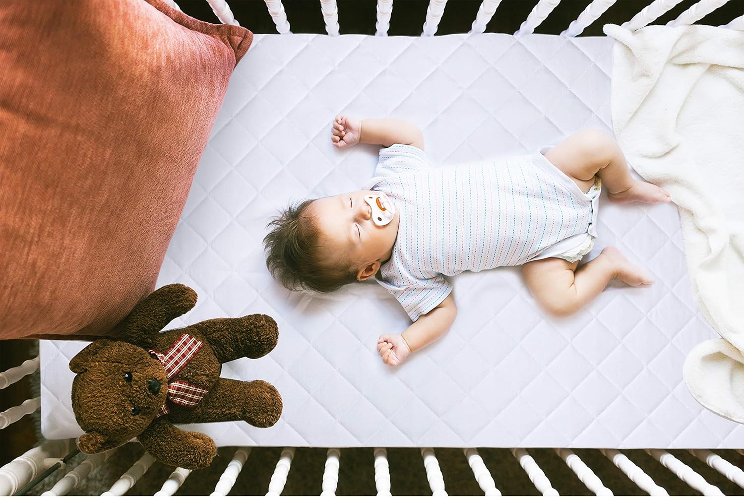 Utopia Bedding Waterproof Crib Fitted Mattress Protector (Pack of 2) - Toddler and Baby Crib Mattress Pad Cover - Soft and Breathable with 7 Inches Deep Skirt (White, 28" x 52") : Baby