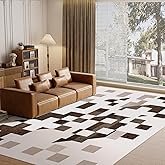 Washable Modern Area Rug 9x12, Geometric Style Rugs for Living Room, Non Slip Non Shedding Rugs, Machine Washable Carpet for Living Bedroom Office Dining Room, 9'x12', Brown