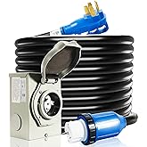 50 Amp Generator Cord and Power Inlet Box, 20FT Generator Cords 50 Amp,125V/250V Generator Power Cord NEMA14-50P/SS2-50R Twis