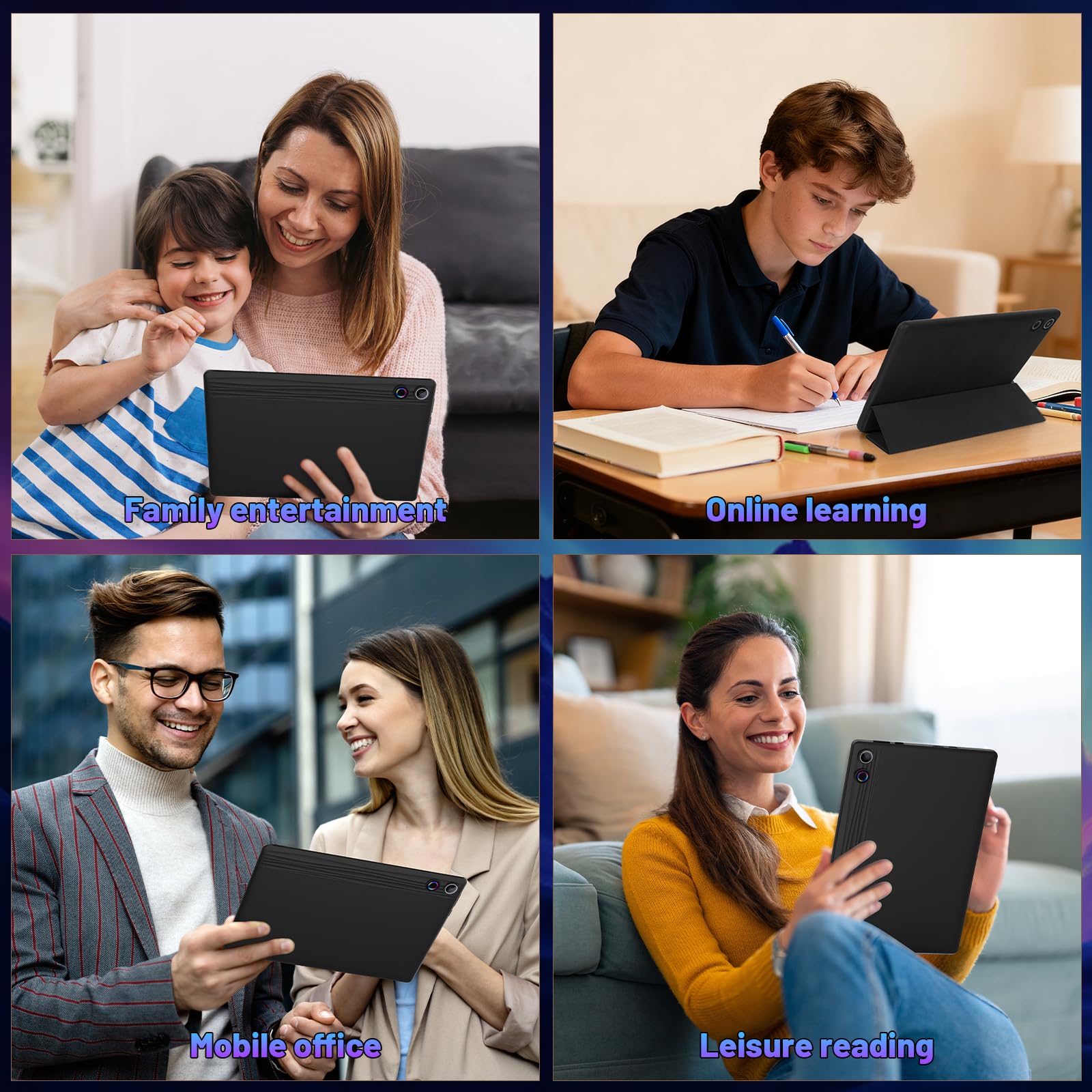 Gleeso Tablet, Latest Android 15 Tablet 10 Inch, 8-Core, 20GB+64GB+1TB TF, Dual Camera, Widevine L1, Face ID, 5000mAh Battery, WiFi 6, BT 5.4, 2-in-1 Tablets with Keyboard Mouse Pen Protective Case