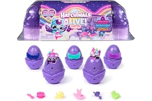 Hatchimals Alive, Neon Rainbow Egg Carton Toy with 5 Mini Figures in Color Reveal Eggs & 11 Accessories, Gifts & Stocking Stuffers for Girls & Boys Ages 3 & up