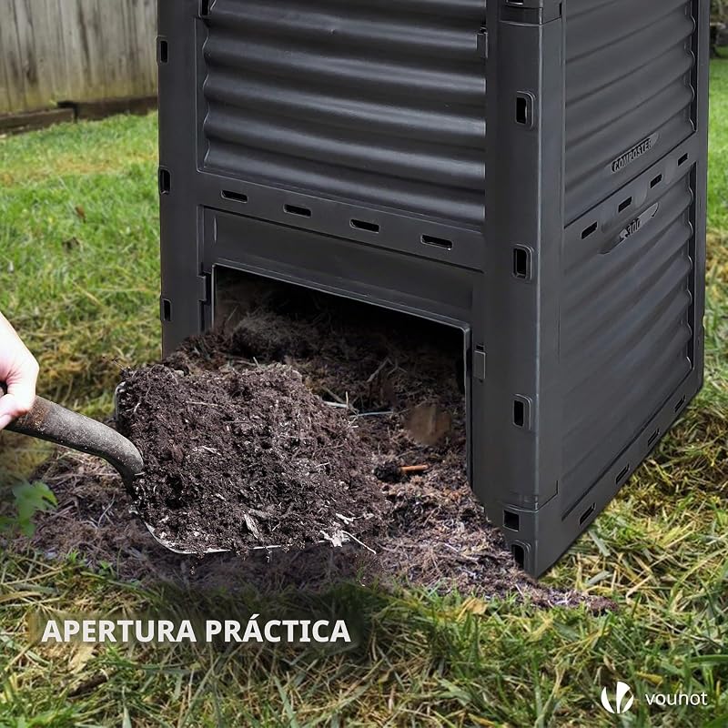 ® Compostador Jardin 300L, Compostera Organica, Negro y Verde