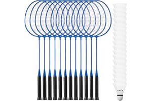 Wettarn 12 Pcs Badminton Rackets Bulk with 18 Nylon Badmintons, Shuttle Set for Adults Teenagers Youth Beginners Advanced Player Backyard Gym Beach Outdoor