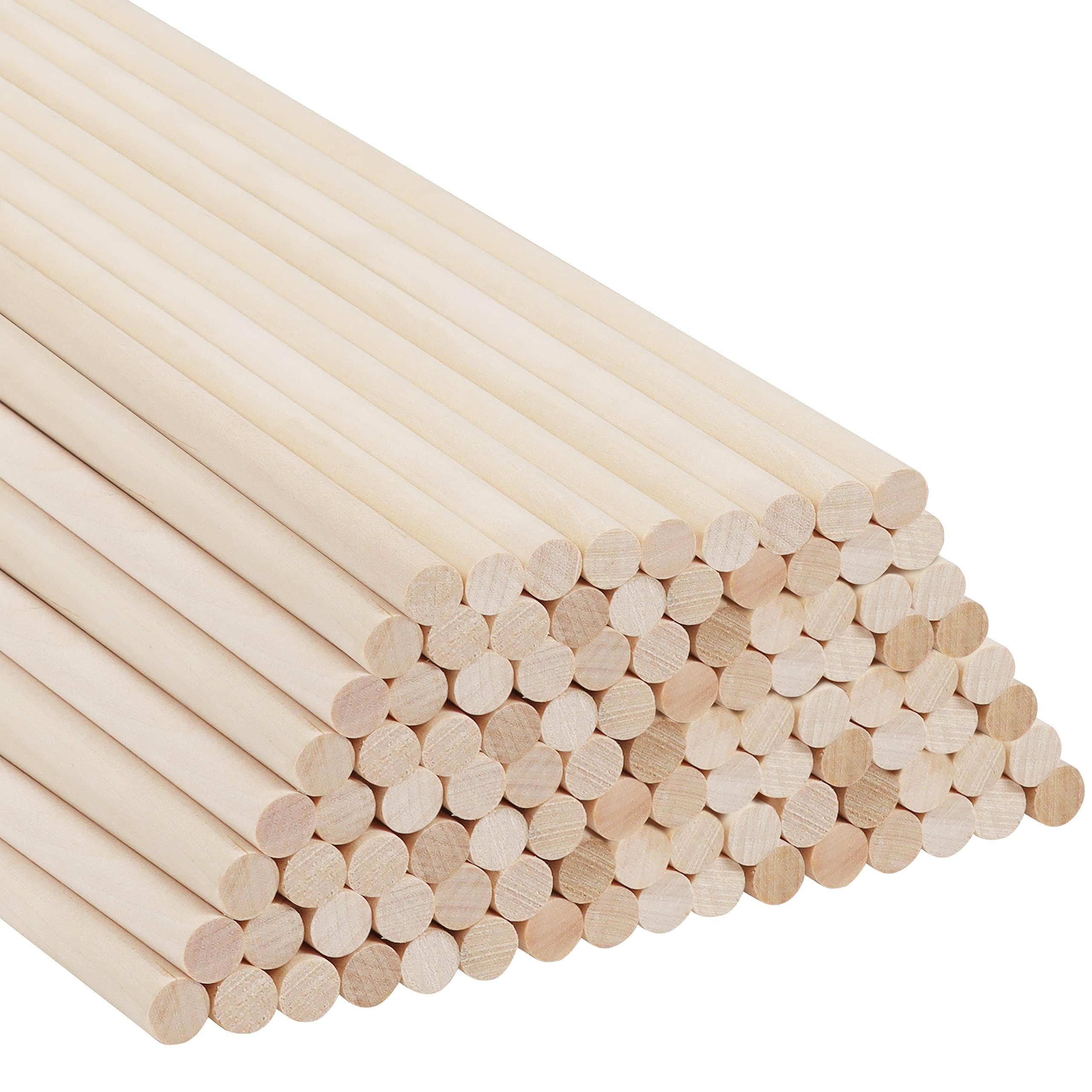 Belle Vous Natural Round Wood Dowel Rods (100 Pack) - 30cm / 12 Inches - Extra Long Unfinished 8mm Wooden Craft Sticks - Dowels for Woodcraft, Art Projects, Decorations & DIY Crafts