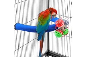 FrgKbTm U Shape Parrot Perch Stand Toy Bird Platform Sand Paw Grinding Clean Stick Exercise Conure Budgie Cockatiel Cage Accessories (Blue-Rotate)