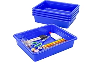Storex 62517U05C Storage Tray, Letter Size, 10 x 13 x 3 Inches, Blue, 5-Pack