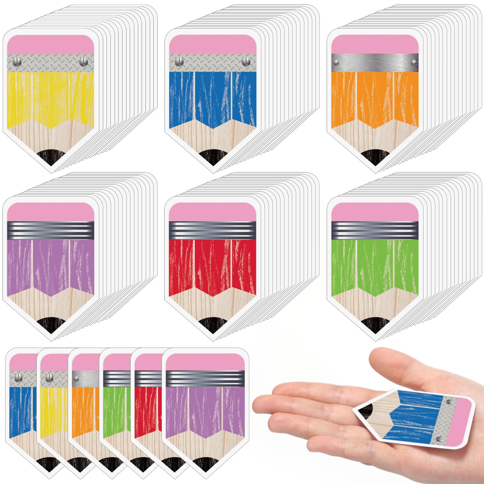 Photo 1 of Fuutreo 72 Pcs Upcycle Style Pencils Cut Outs Bulletin Board Decorations Back to School Pencil Cutouts Old Style Name Tags Labels for Classroom Decor DIY Crafts School Party Supplies