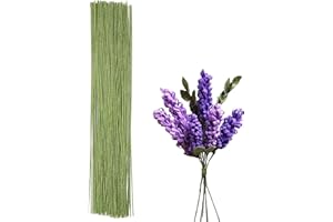 BEADNOVA Floral Wire 50pcs 18 Gauge Flower Stems Green Wire Fake Floral Stems Flower Wire for Flower Arrangement Florist DIY Bouquet (Light Green, 50 Pcs)