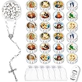 24 Pcs Scented Catholic Rosaries Bulk Wood Bead Crucifix Pendant Rosary Necklace for Baptism First Communion Favors, Holy Catholic Regligious Event Prayer Gifts, Stocking Stuffers for Women Men