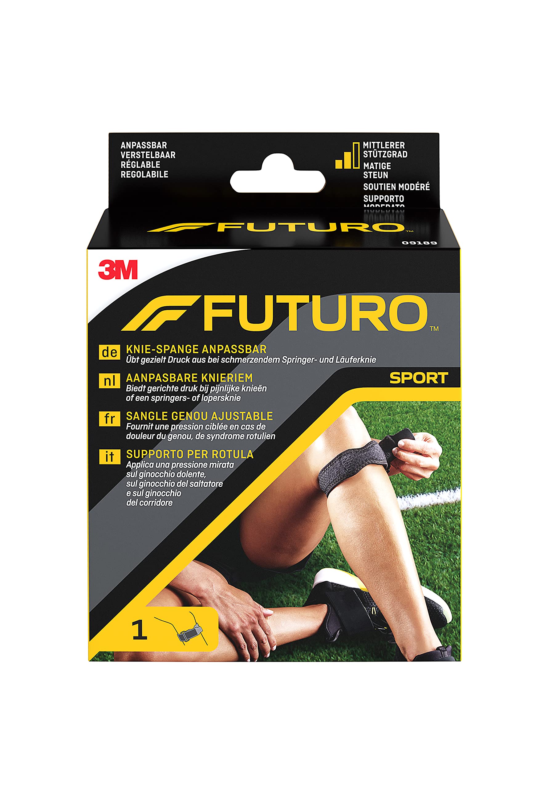 FUTURO Knee Support Strap - Provides targeted pressure to sore, jumper's and runner's knee - Adjustable