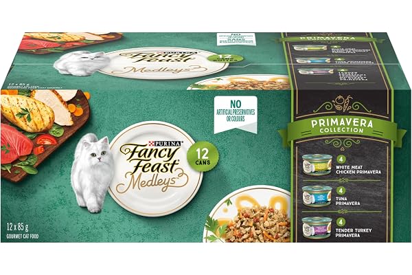Fancy Feast Medleys Wet Cat Food, Primavera Collection Variety Pack 3 Flavours - 85 g Can (12 Pack)