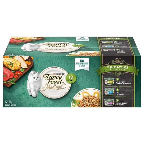 Fancy Feast Medleys Wet Cat Food, Primavera Collection Variety Pack 3 Flavours - 85 g Can (12 Pack)