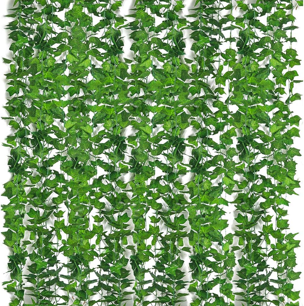 Yidaxing 84 Ft-12 Pack Artificial Ivy Leaf Garland Plants Vine Hanging Wedding Garland Wall Decor Fake Plants Home Kitchen Garden Office Wedding Wall Decor