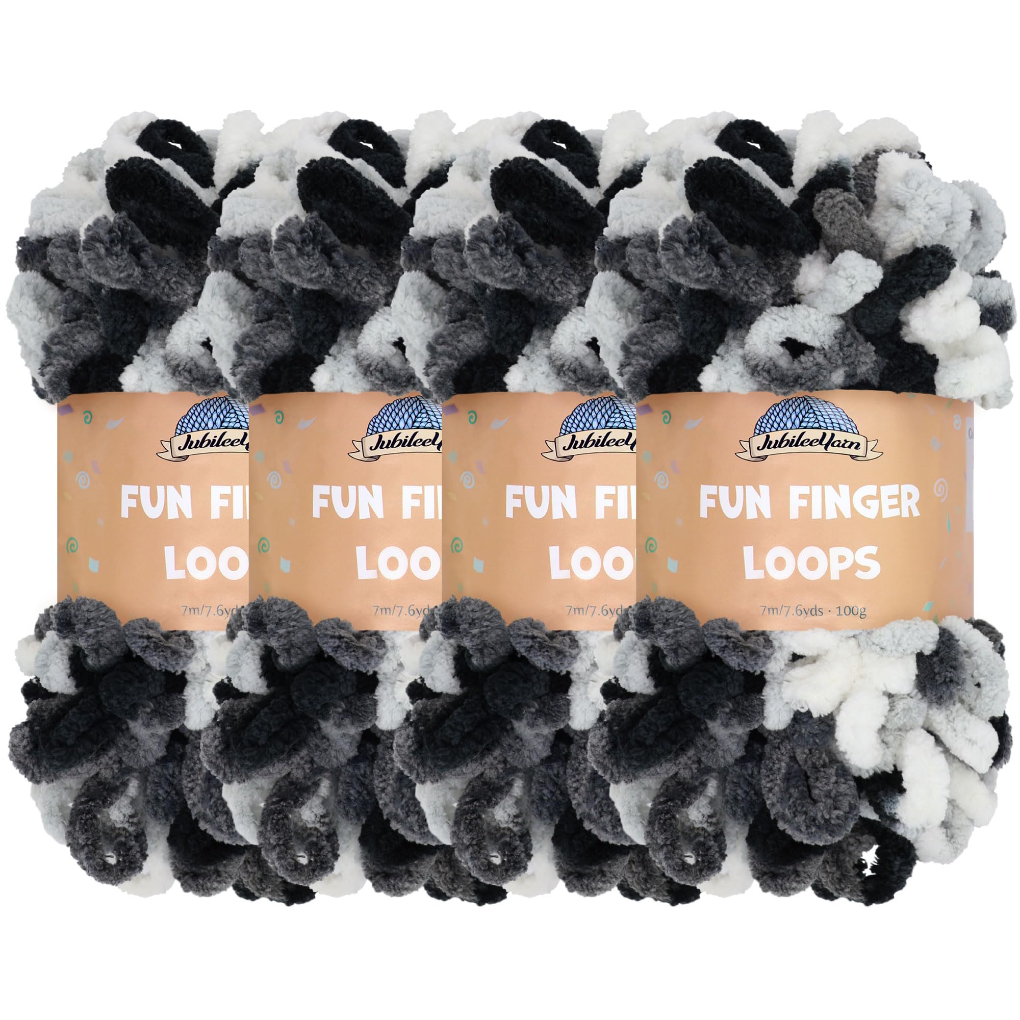 JubileeYarn Fun Finger Loops Yarn - Polyester Jumbo Weight Loop Yarn - 100g/Skein - Hera - 4 Skeins — image 1