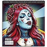 FUN LAVIE Sugar Skull Coloring Book for Adults: Spooky Sugar Skulls Women Designs for Mindfulness Stress Relief and Adult Relaxation, Spiral Bound,Sugar Skull Gifts for Women and Halloween Fun