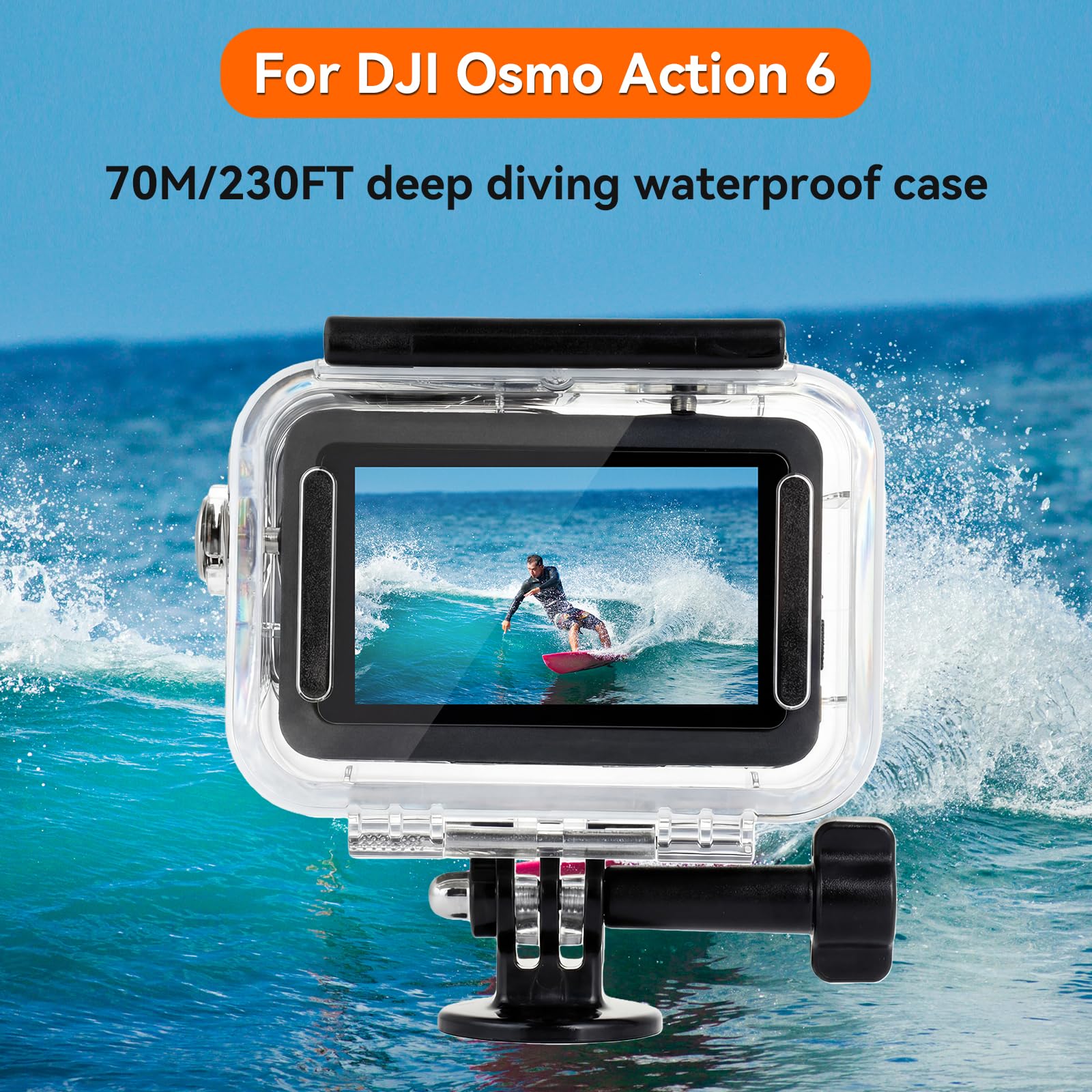 aceyoon Wasserdichtes Gehäuse für DJI Osmo Action 6 Kamera, 70m Unterwasser-Tauchgehäuse mit Anti-Nebel & Schnellverschluss-Halterung, Auftriebsgriff Schraubenzubehör Set für DJI Action 6 2