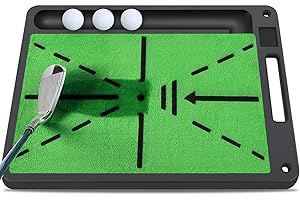 Voxor Golf Swing Training Mat, 13"x17" Premium Golf Practice Mat for Swing Detection, Professional Golf Impact Mat with Integrated Ball-Tray, Heavy Duty Non-Slip Rubber Bottom, for Indoor Practice