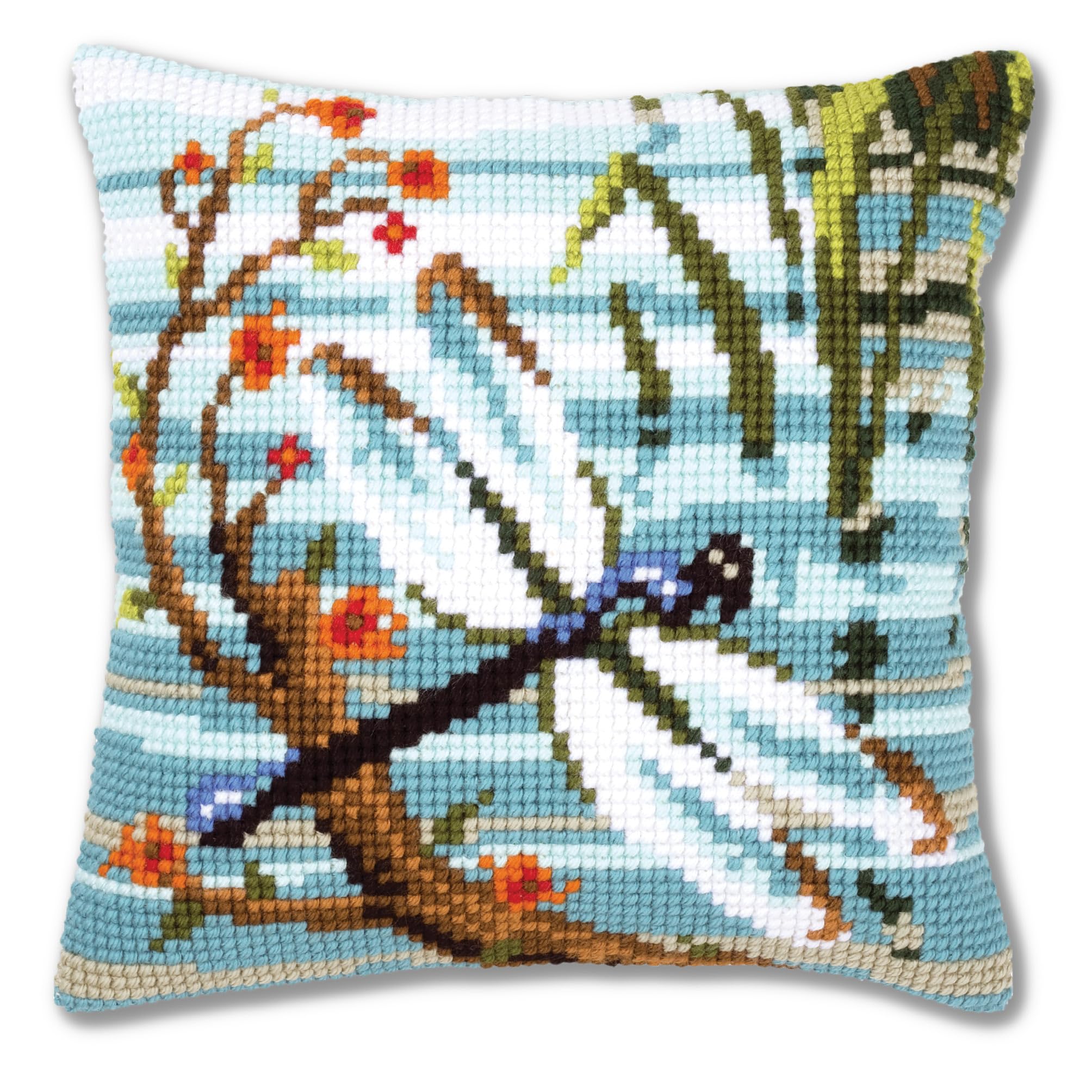 Vervaco Dragonfly Cross Stitch Cushion, Multi-Colour
