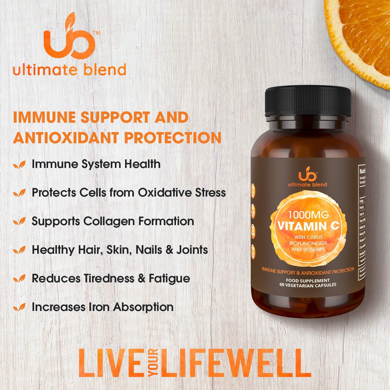 Ultimate Blend Immunity with Vitamin C, D, Zinc and Elderberry, Orange, 60 count (Pack of 1) - Image 3