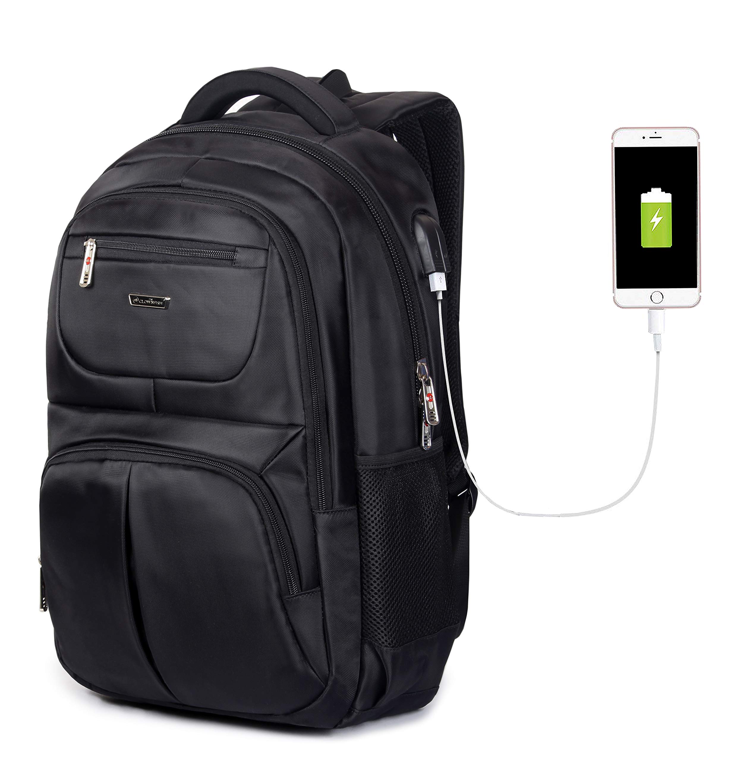 The Clownfish Dexter Polyester 40 LTR Charcoal Black Laptop Backpack