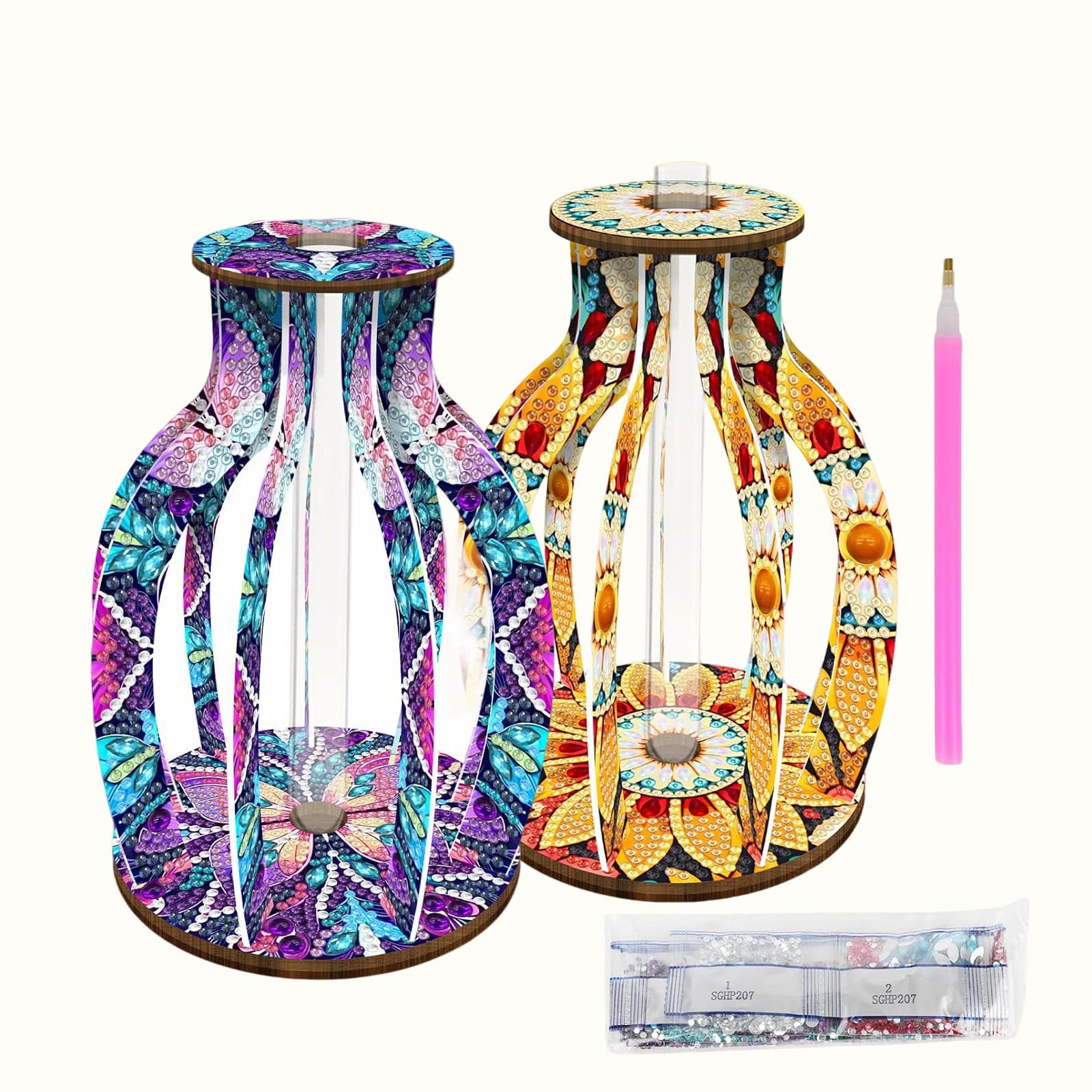 Photo 1 of * may or may not be missing pieces*Diamond Art Kits for Adults Vases,5D DIY Diamond Painting Vase Flower Diamond Painted Test Tube Vase Gem Craft Kits Adults Women for Living Room Home Decor Coffee Desktop Female Gifts,2pcsPuYe