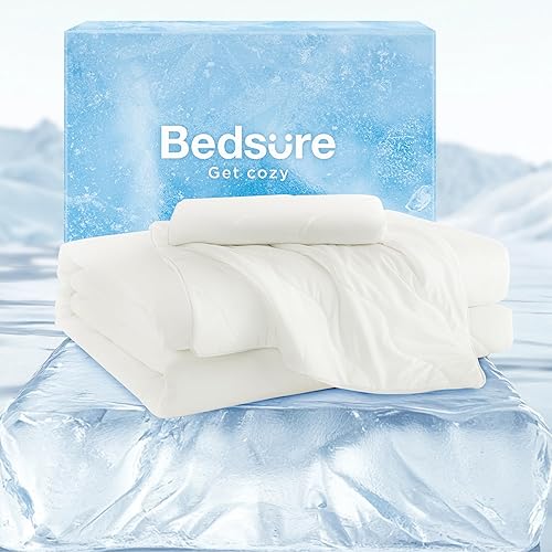 Bedsure Cooling Comforter King Size, Cooling Blankets for Hot Sleepers, Q-Max>0.42, Breathable Cooling Blanket for Night Sweats, All-Season Lightweight Comforter (104"x90", White)