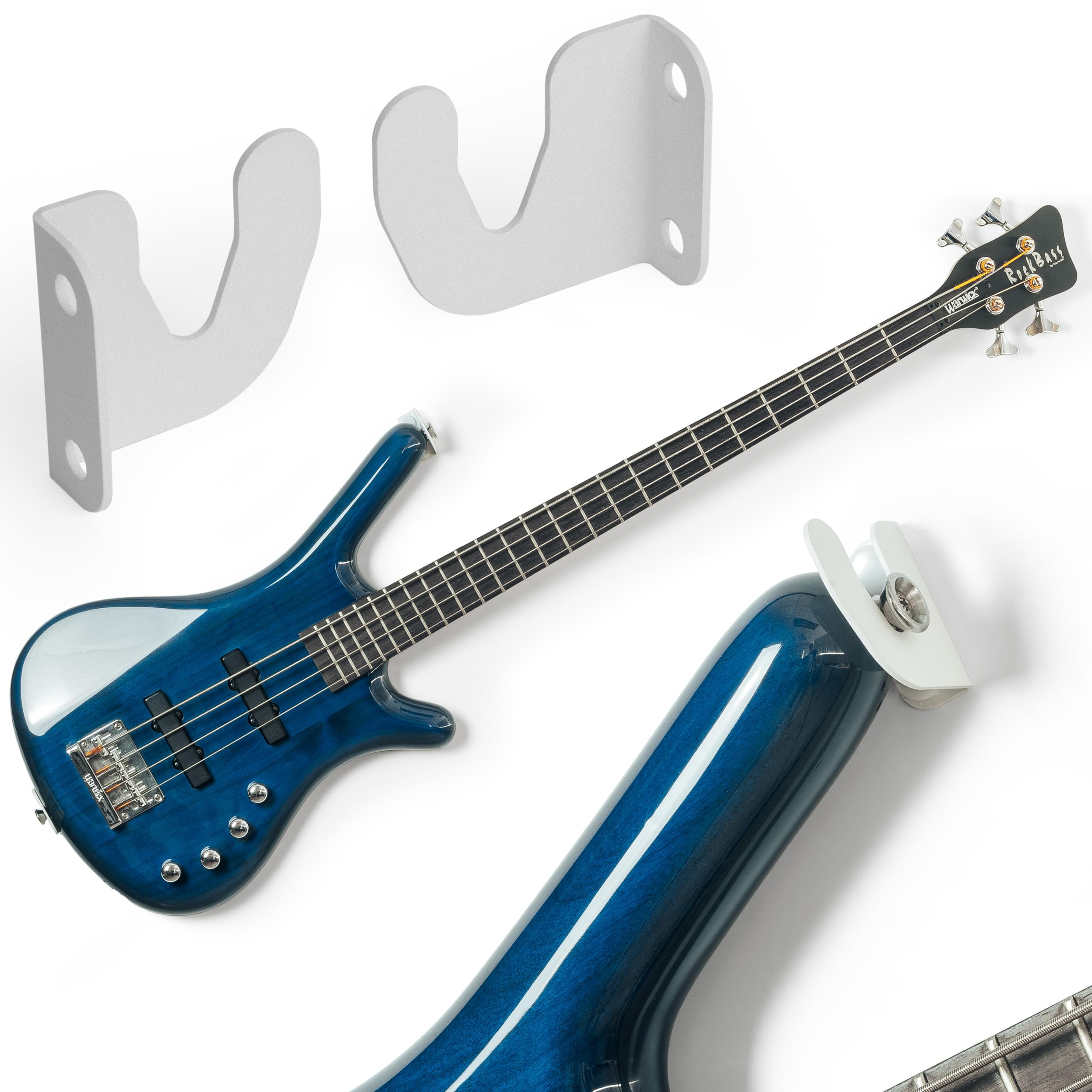 Guitar Stand, Wall Hanger, Guitar Wall Mount for Electric Guitar, Spanish Guitar, Electric Bass, Classical Guitar, Guitar Accessories (White)