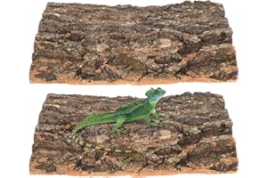 Angoily 2Pcs Cork Bark, 11" Terrarium Background Natural Wood Bark Platform for Reptiles Climbing Wall for Leopard Gecko Snak