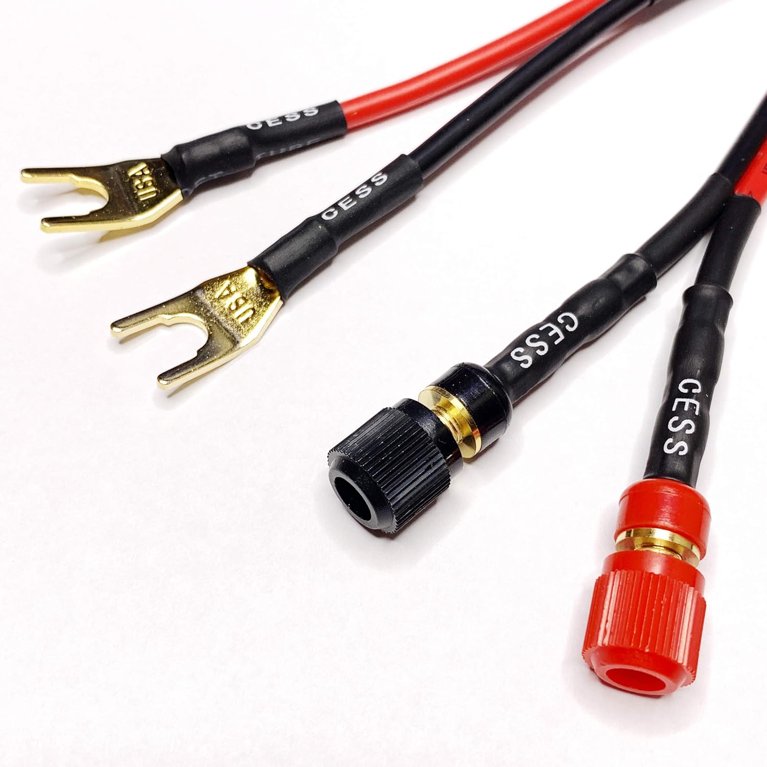 CESS-031 Fork Spade Plugs to Binding Post Banana Female Jack - Spades Extension Cable - 2 Pack: Musical Instruments