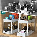 DEKAVA Under Sink Storage 2 Pack 2 Tier Sliding Organiser White view 4