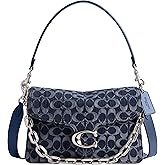 COACH Womens Chain Tabby Shoulder Bag In Signature Denim Deep Blue Multi One Size