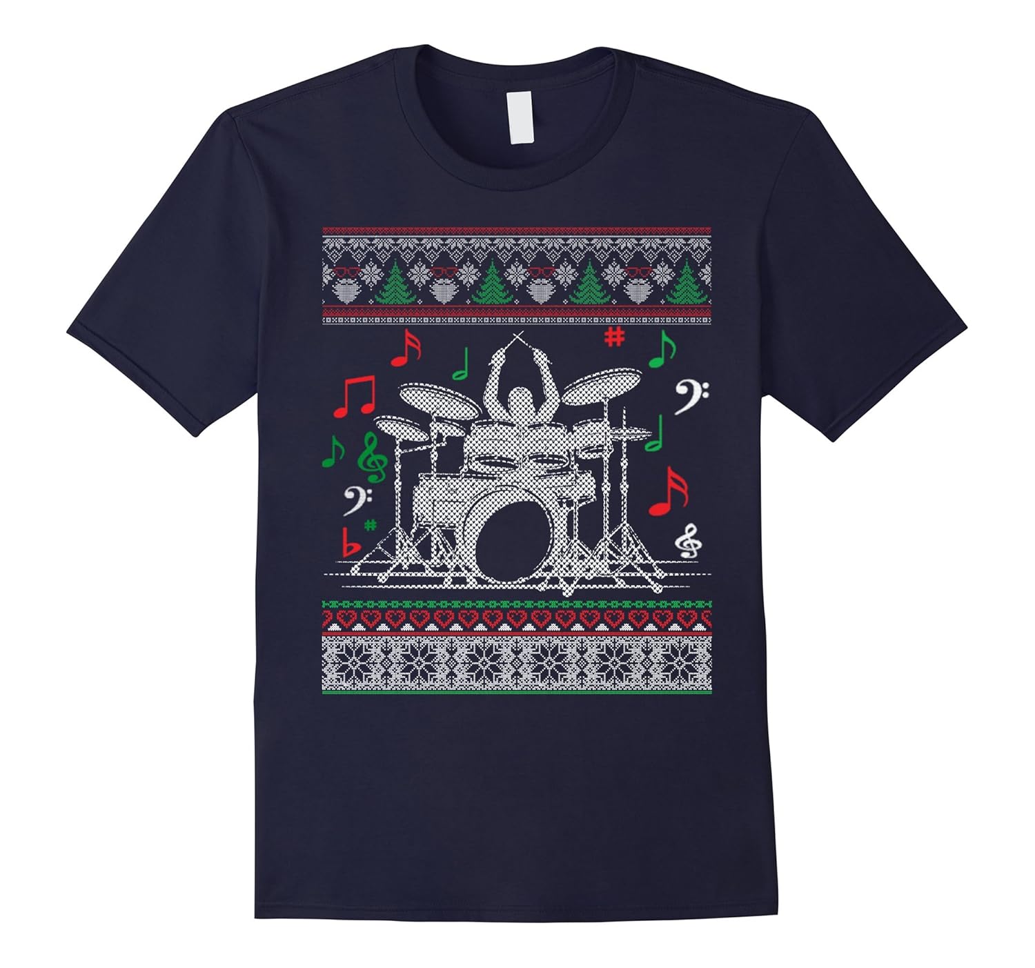 Drums Band Music Rock Ugly Christmas Sweater T-Shirt-ANZ